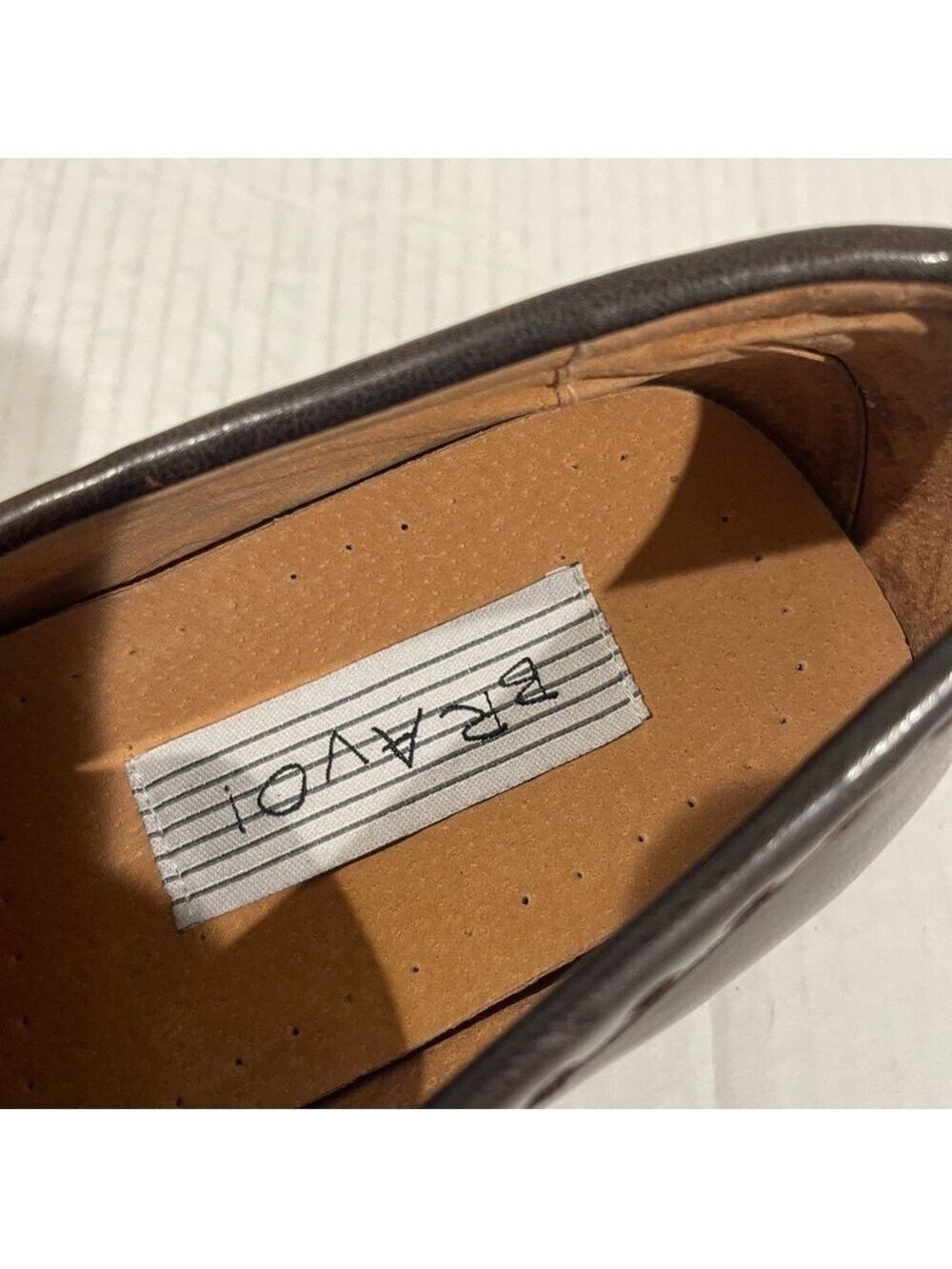 Men’s Bravo Carrera Brown Leather Slip On Oxford Size 9 US! - Picture 7 of 9